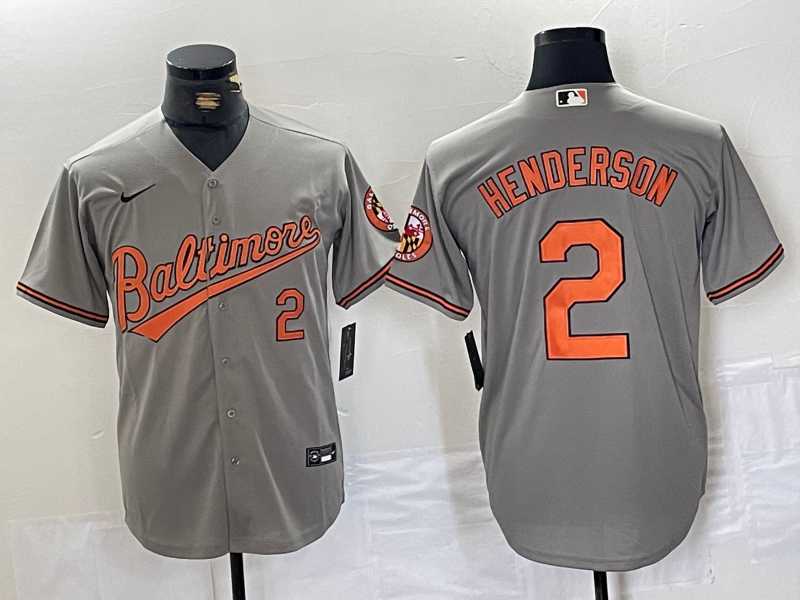 Men%27s Baltimore Orioles #2 Gunnar Henderson Number Grey Stitched Cool Base Nike Jersey->atlanta braves->MLB Jersey